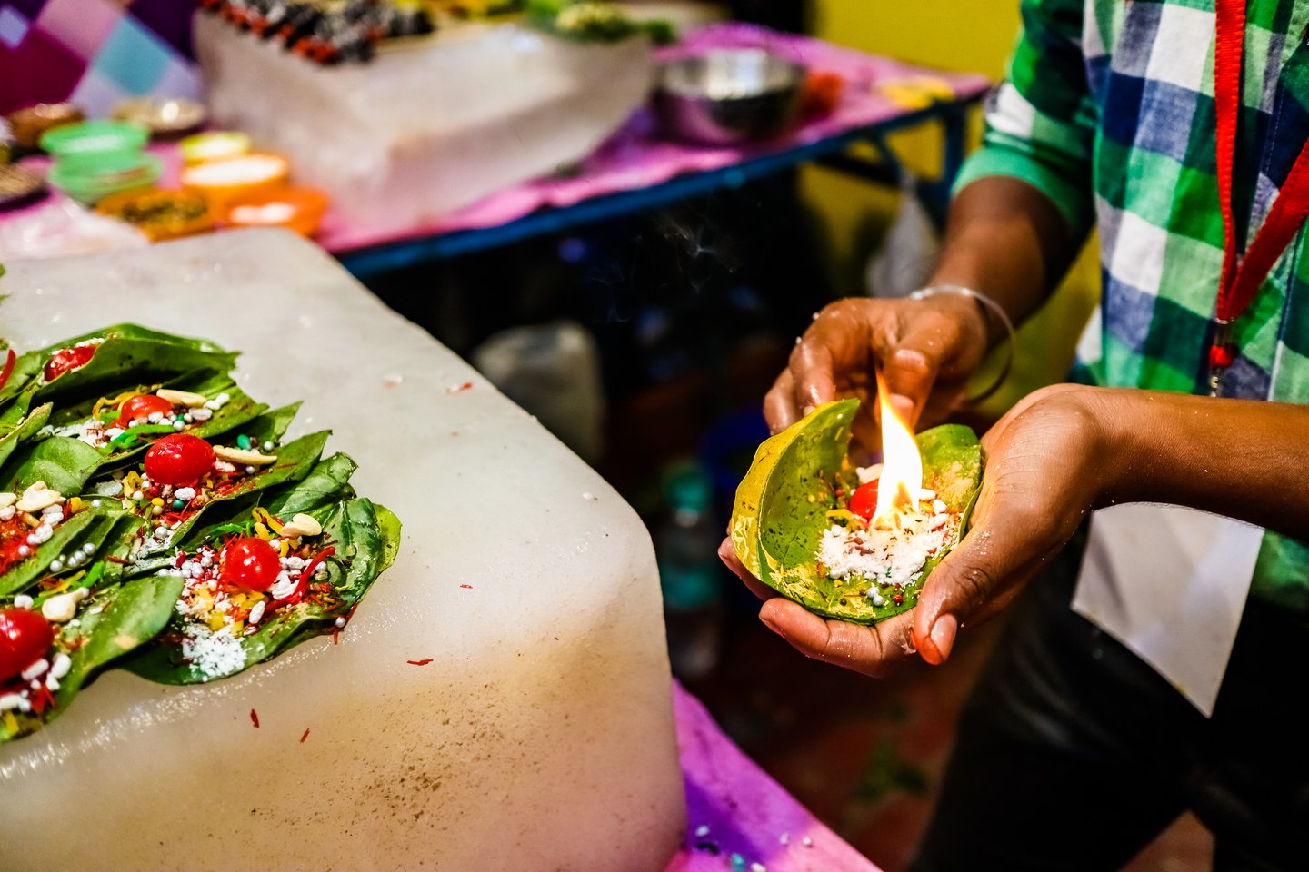 Making paan in a shop in Varanasi, India