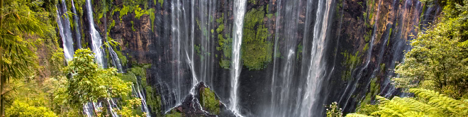 The Tumpak Sewu waterfall from the panoramic viewpoint