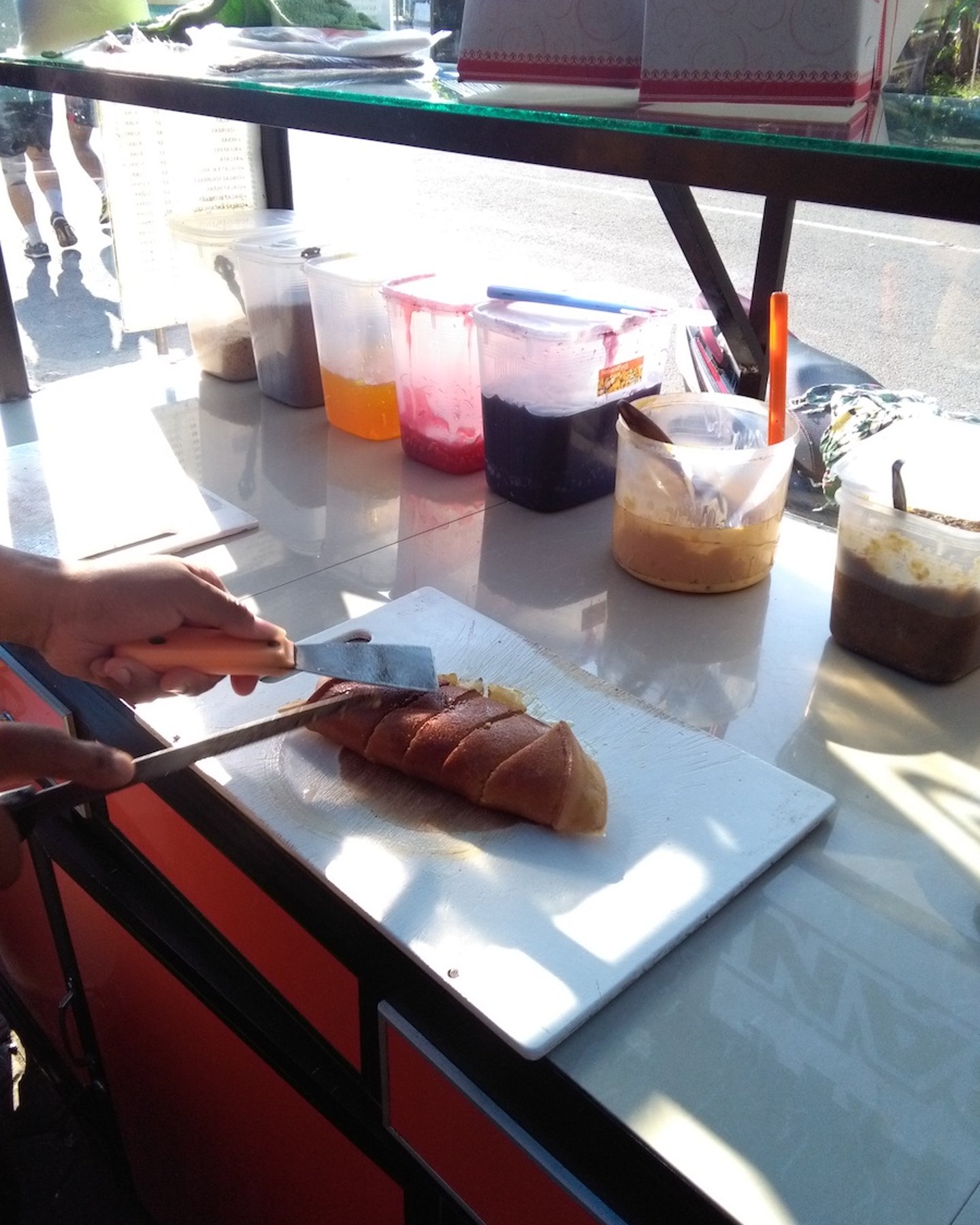 Martabak, an Indonesian dessert, at a street food stall in Sabang