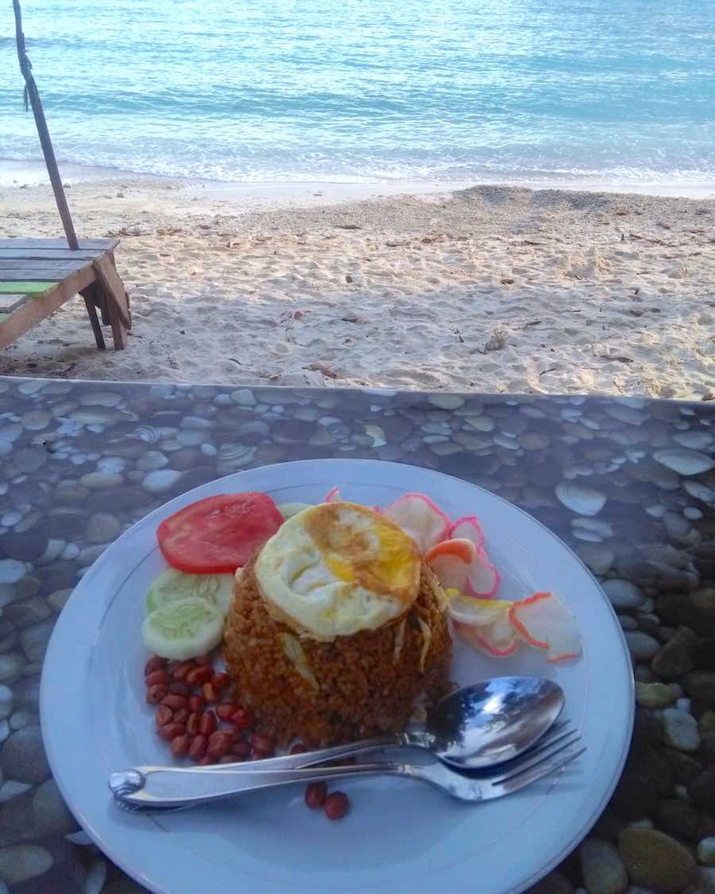 Nasi goreng on the beach on Weh Island