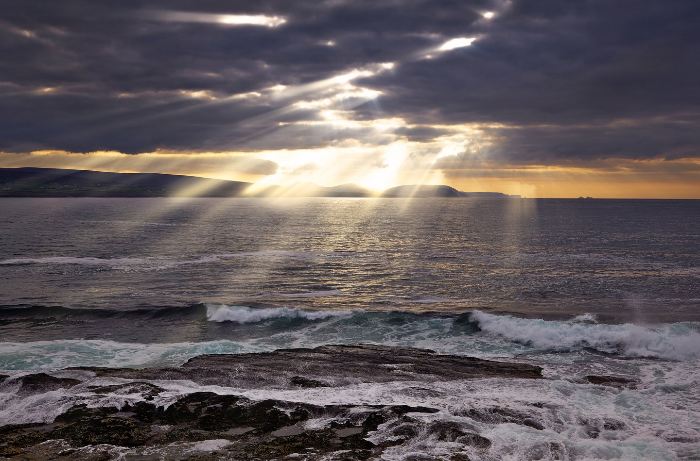 The Louisburgh coastline at sunset.