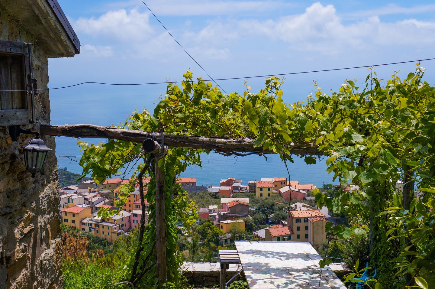 Looking down towards Corniglia in the CInque Terre