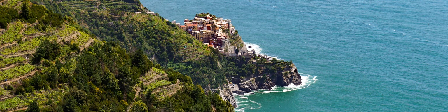 Looking down at the village of Manarola in the Cinque Terre