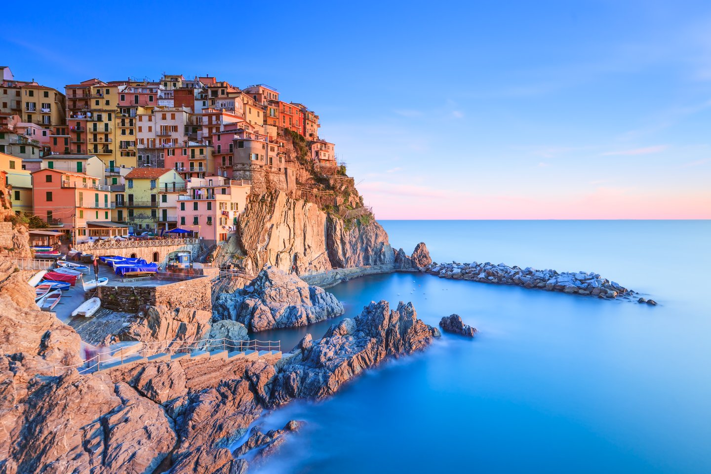 The natural harbour of Manarola in the Cinque Terre National Park