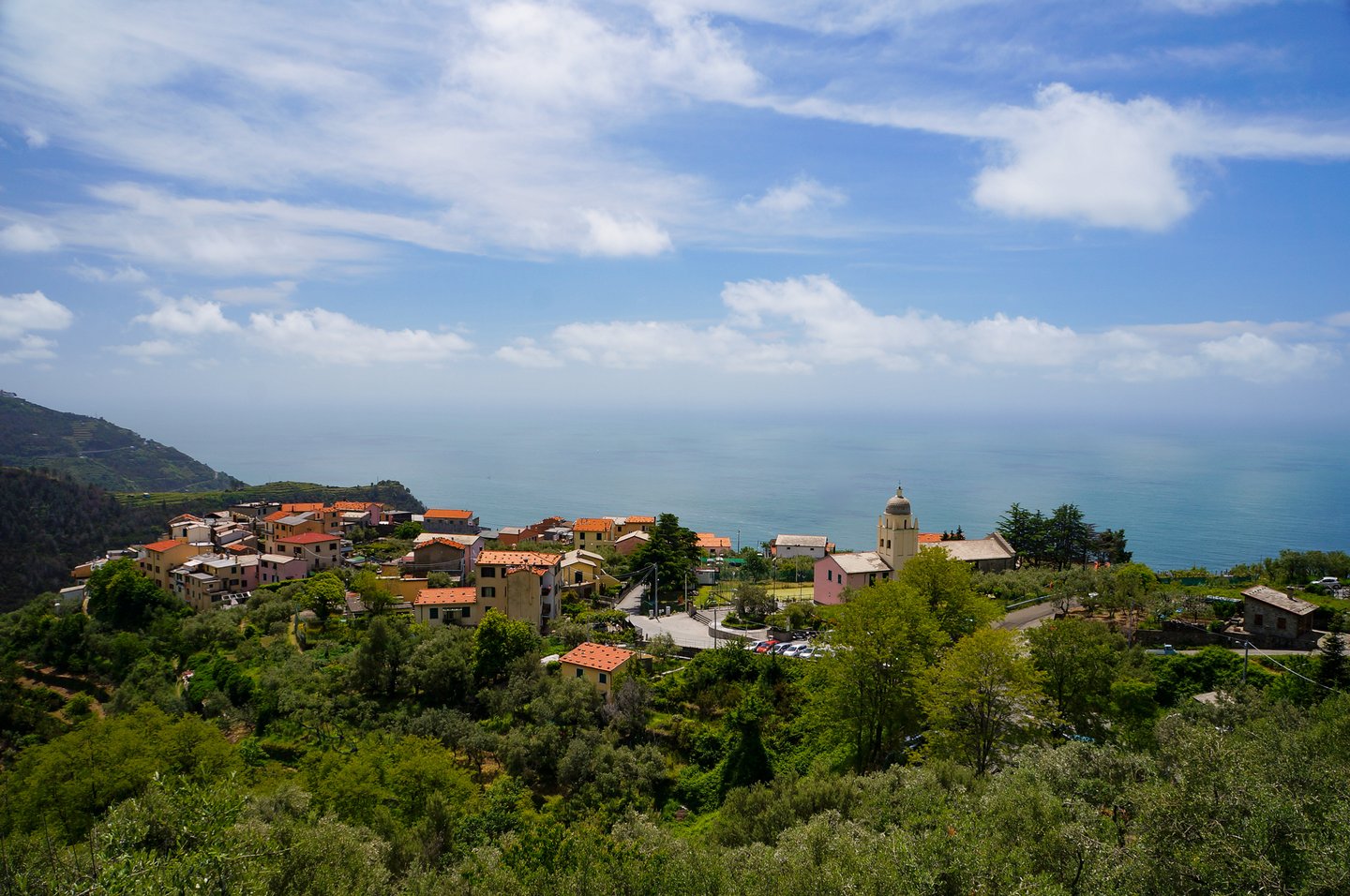 Looking down at the hilltop village of Volastra