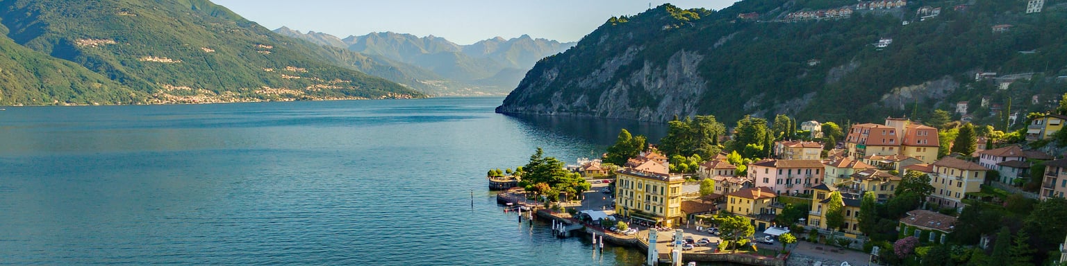 A ferry heading to the town of Varenna in Lake Como