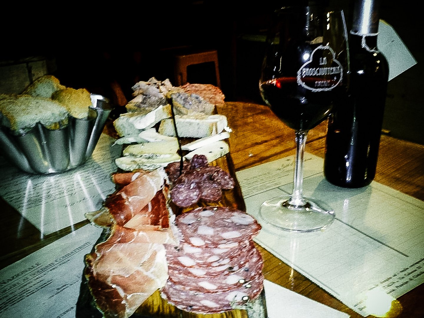 Antipasta and red wine in Florence