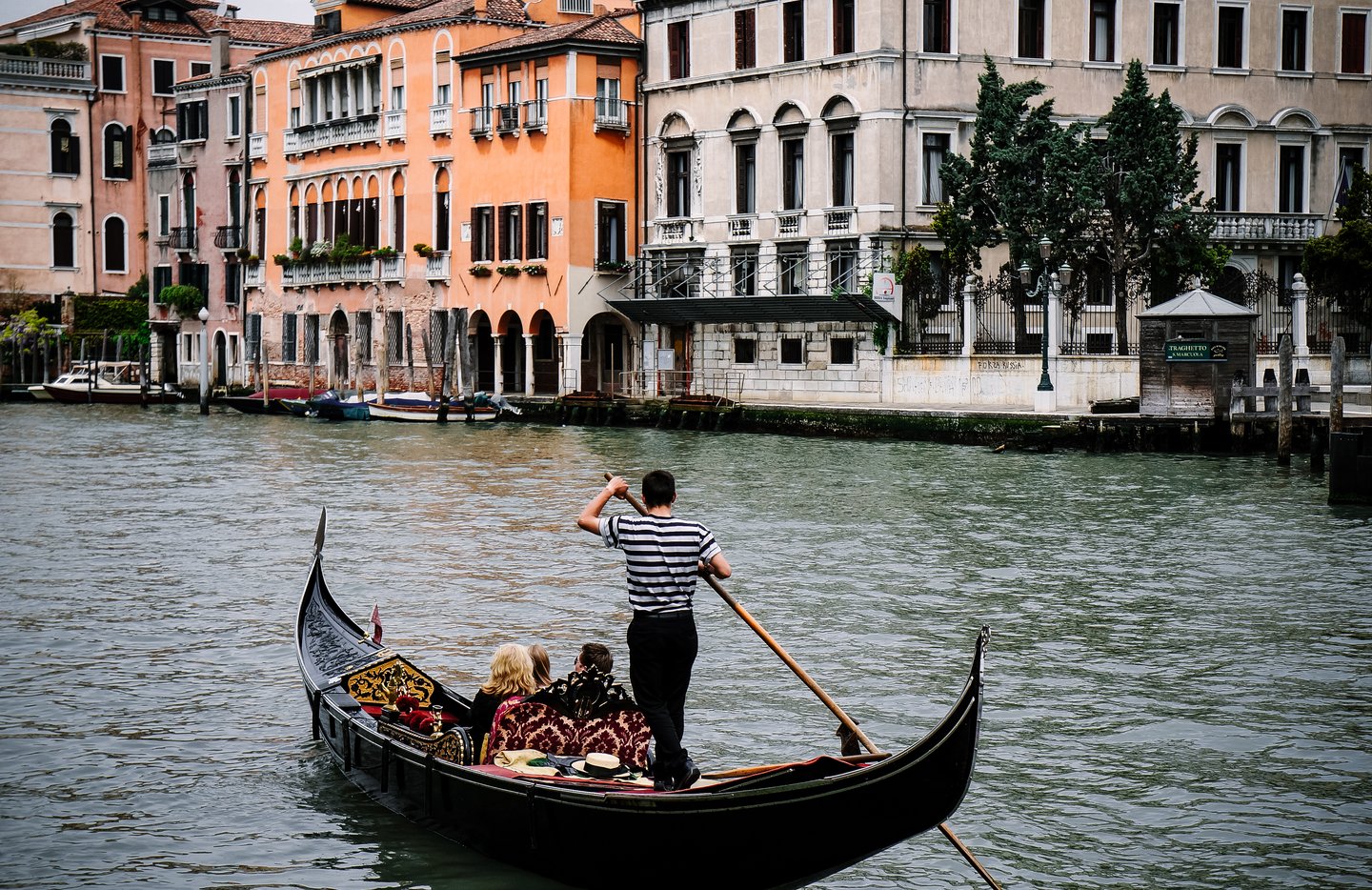 Gondola in a canal in Venice