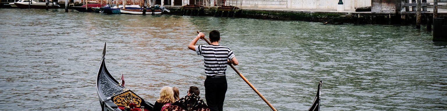 Gondola in a canal in Venice
