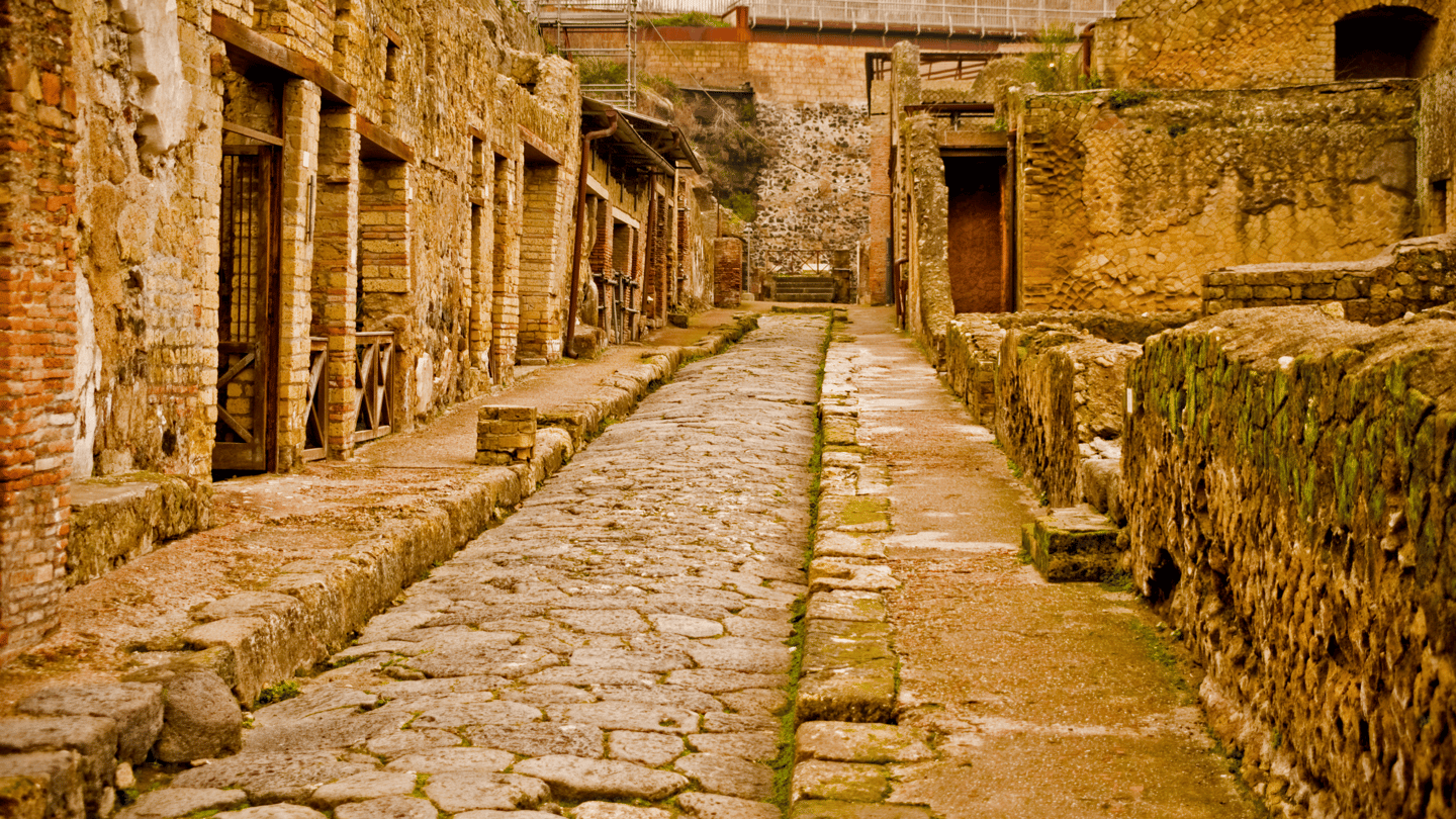 The remains of a street in Herculaneum 