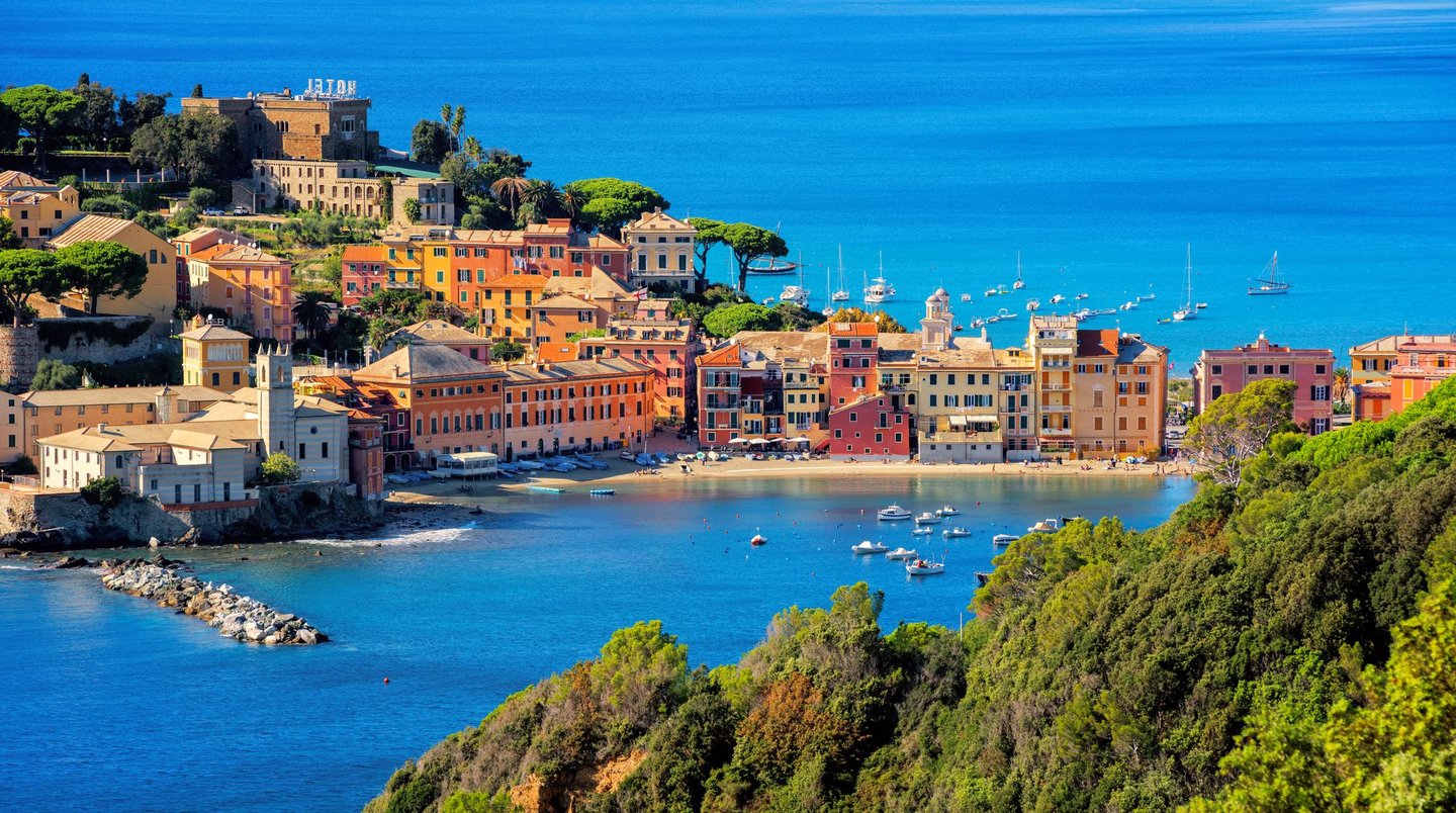 The colourful seaside town of Sestri Levante in Liguria, Italy