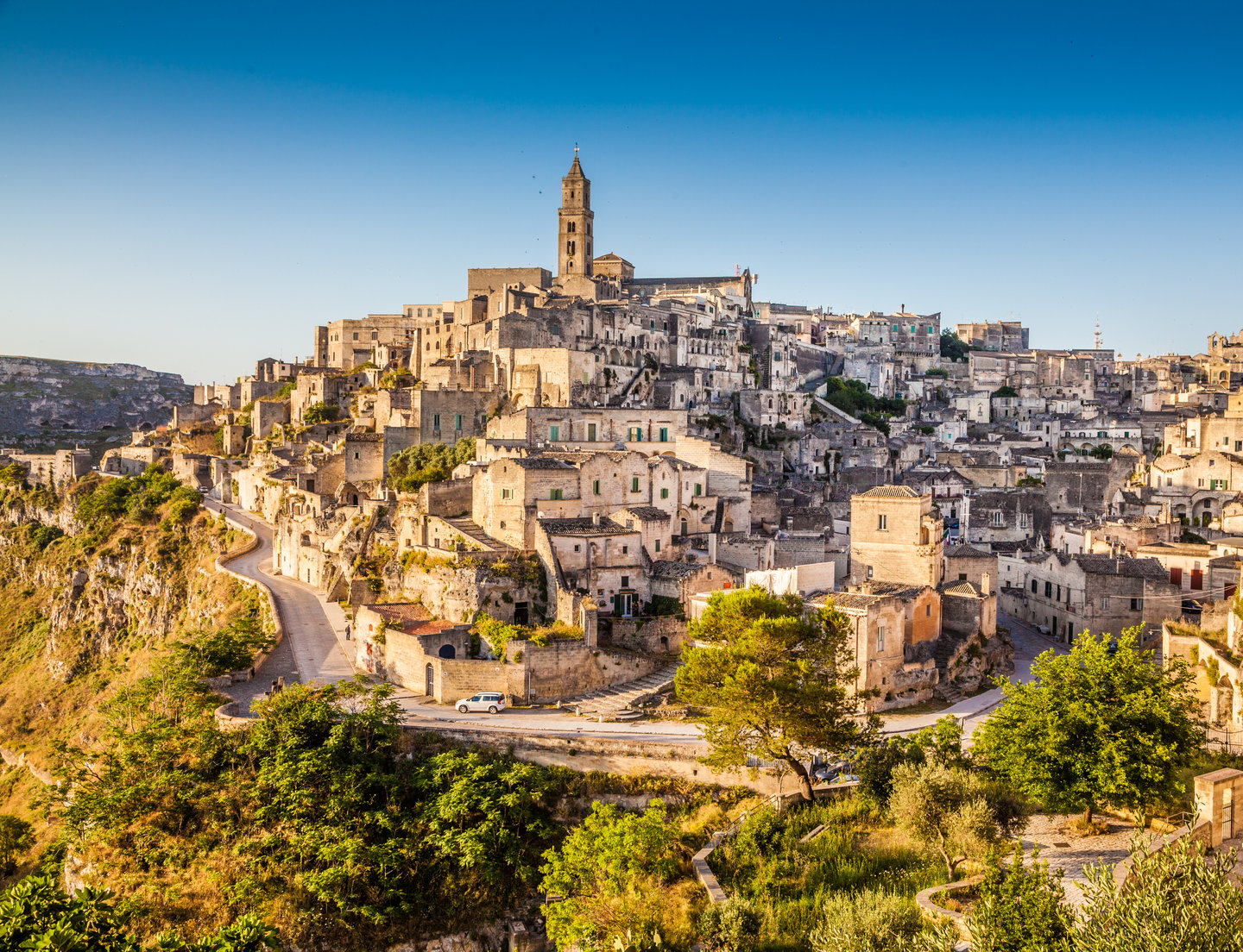 The ancient town of Matera, Italy at sunrise