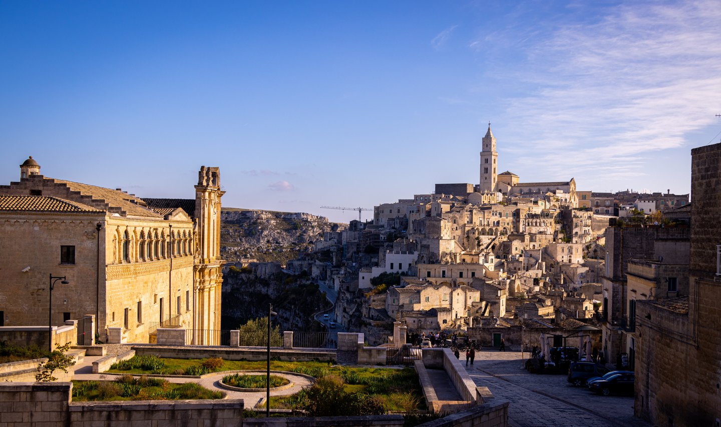 The beautiful city of Matera near sunset