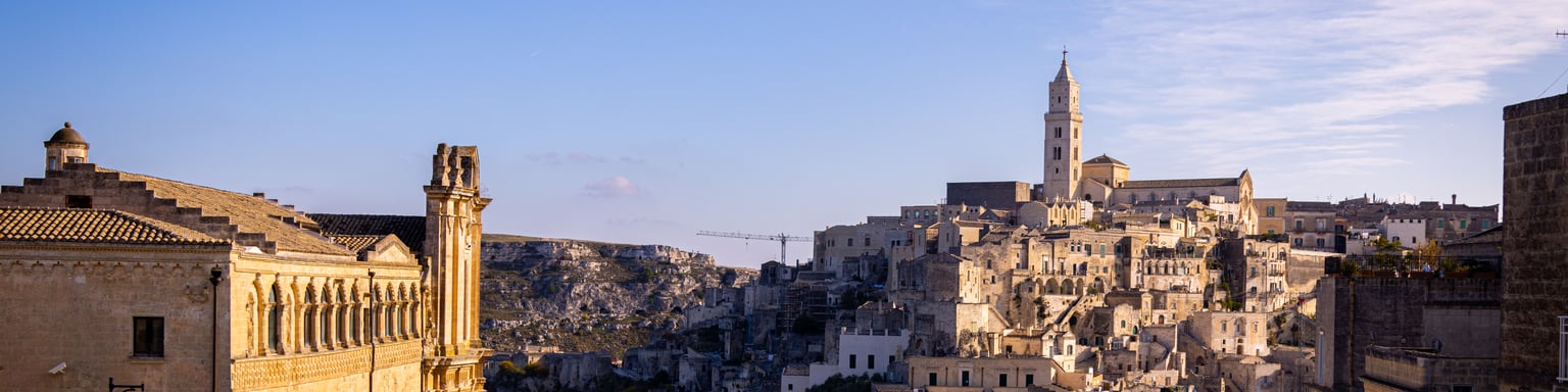 The beautiful city of Matera near sunset