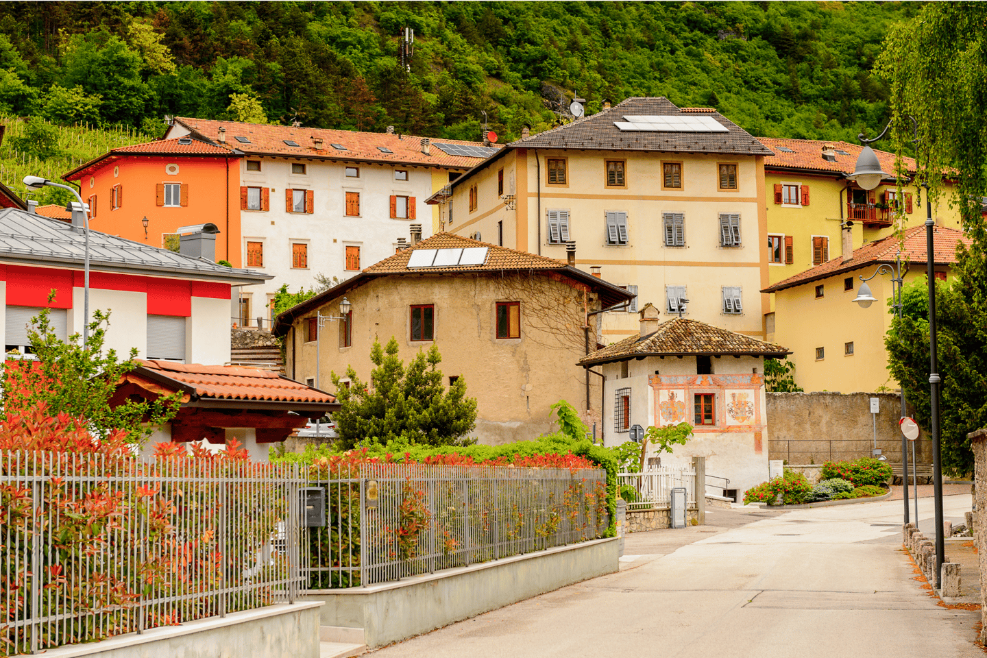 Houses and buildings in Mezzocorona, Italy
