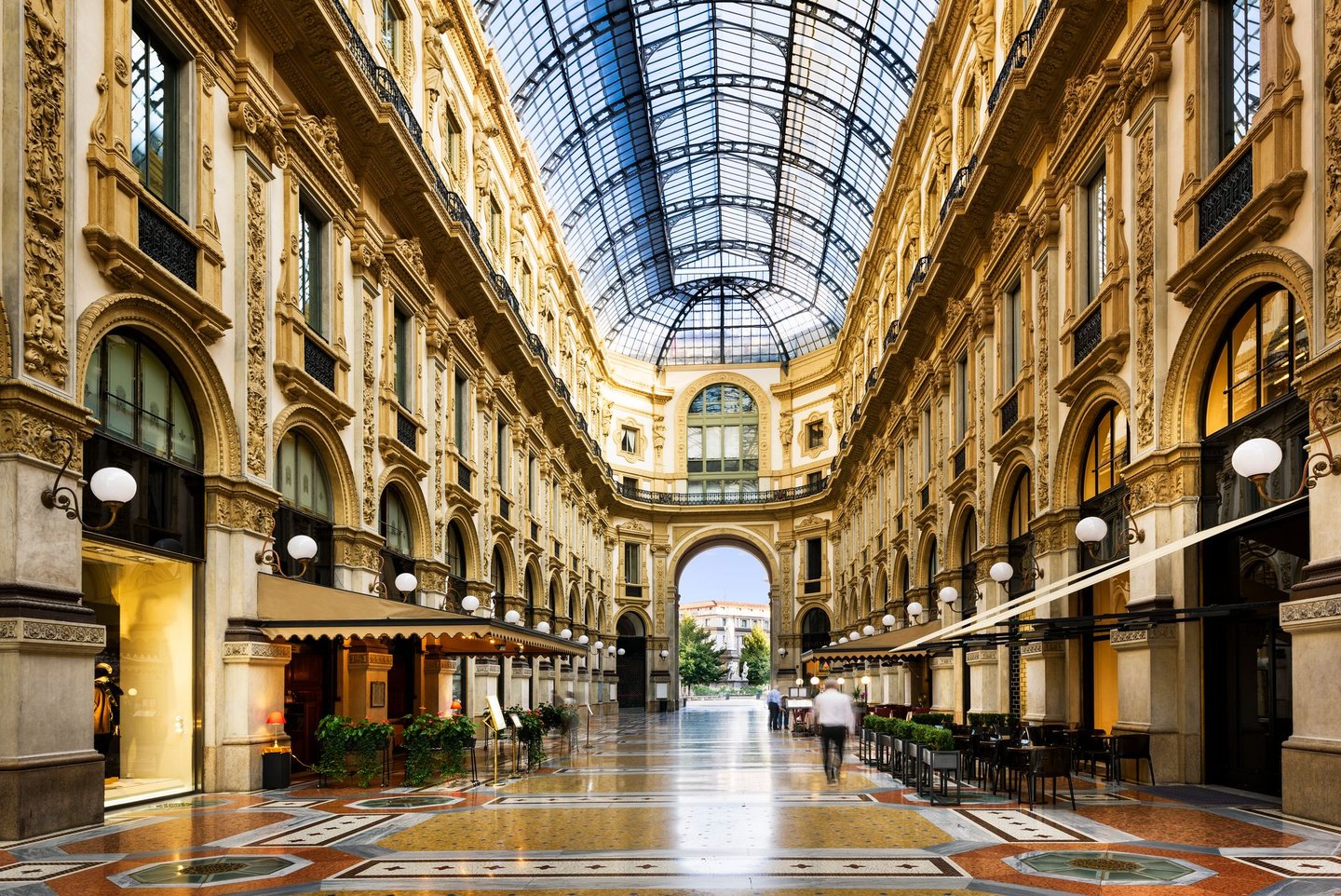 The interior of the Galleria Vittorio Emanuele II in Milan, Italy