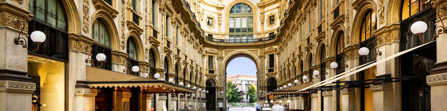 The interior of the Galleria Vittorio Emanuele II in Milan, Italy