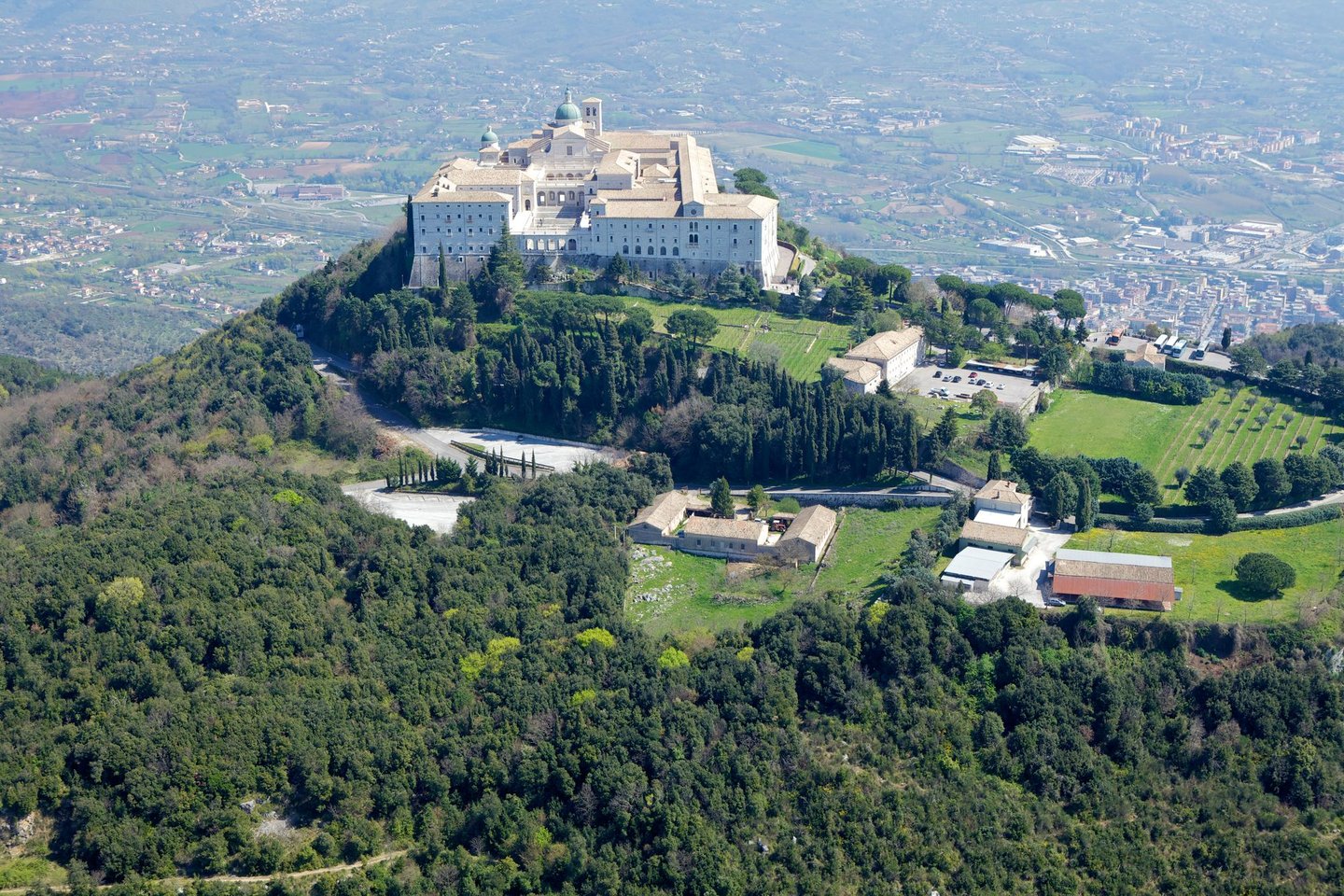 An aerial view of the Abbey of Montecassino