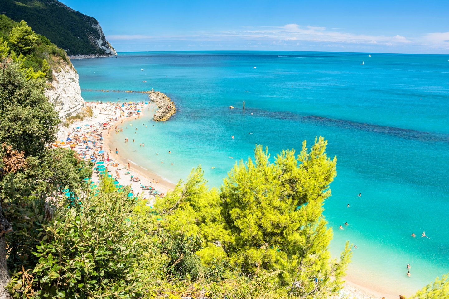 Urbani beach in Sirolo, a town in Mount Conero National Park, Italy 