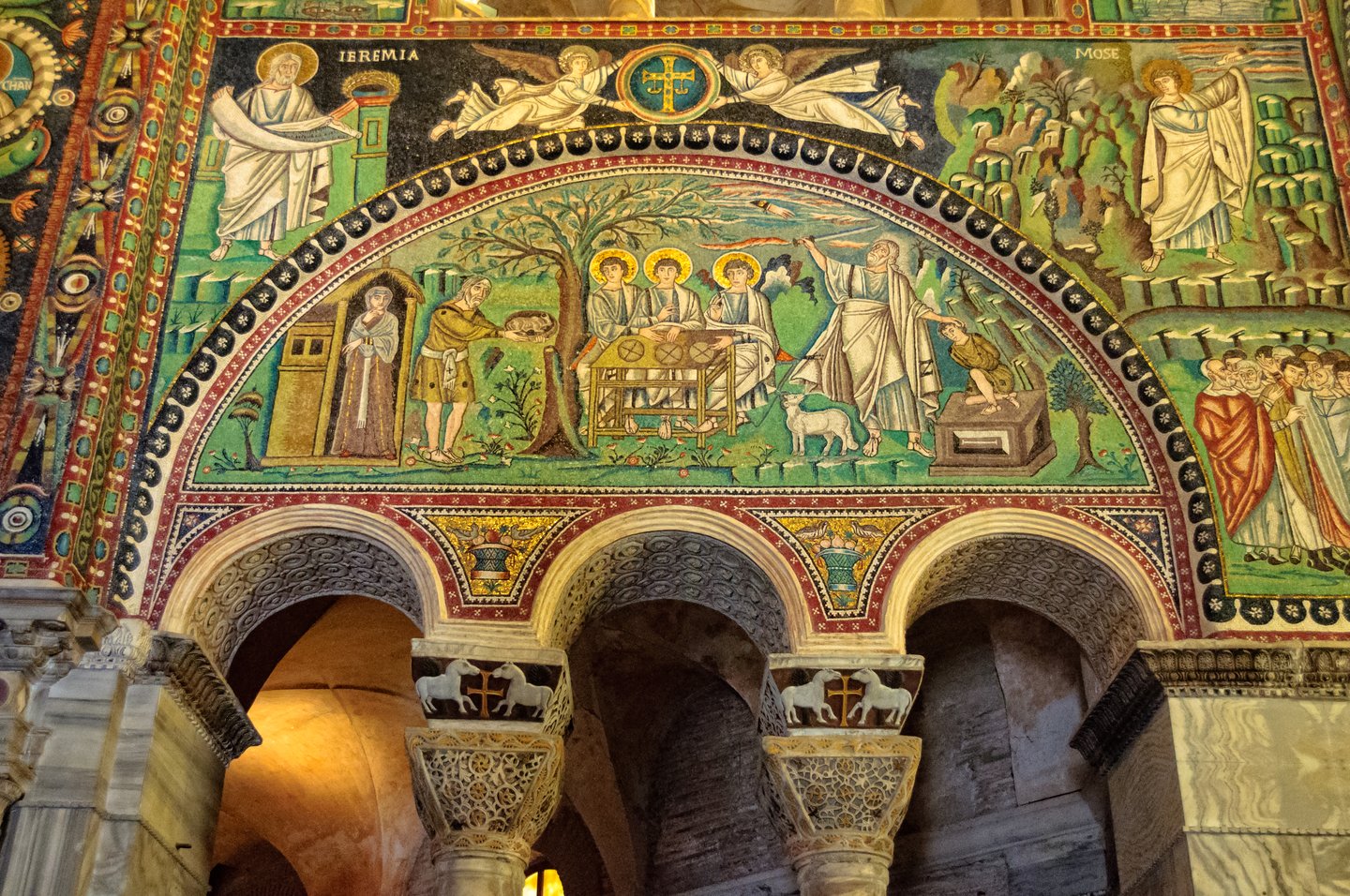 Beautiful Byzantine mosaics in the 6th century church of San Vitale in Ravenna, Italy