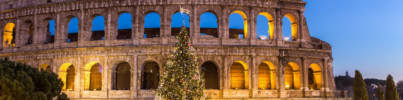 A Christmas tree outside the Colosseum in Rome.