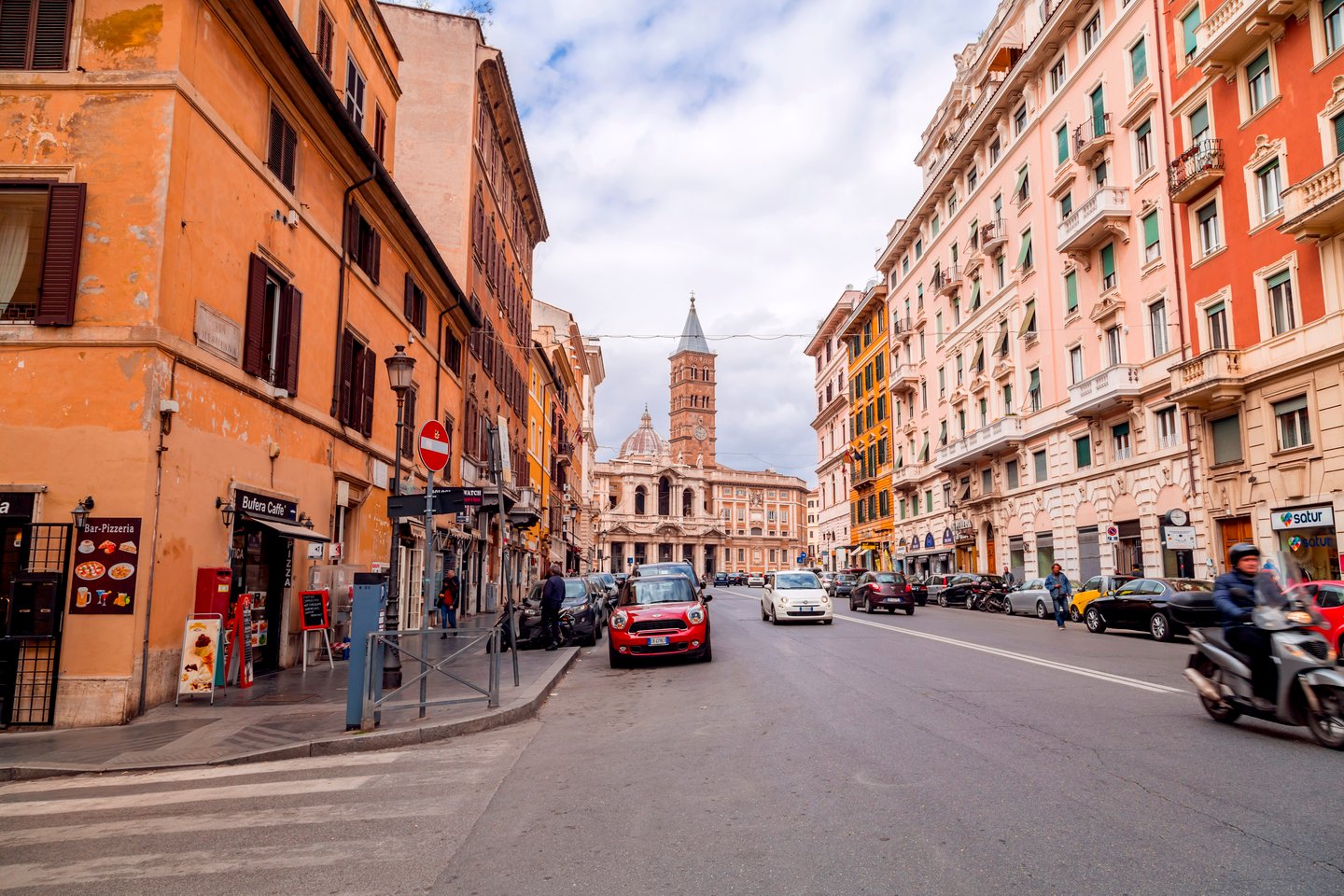 View from Piazza Dell Esquilino and Santa Maria Maggiore Basilica in Rome, Italy