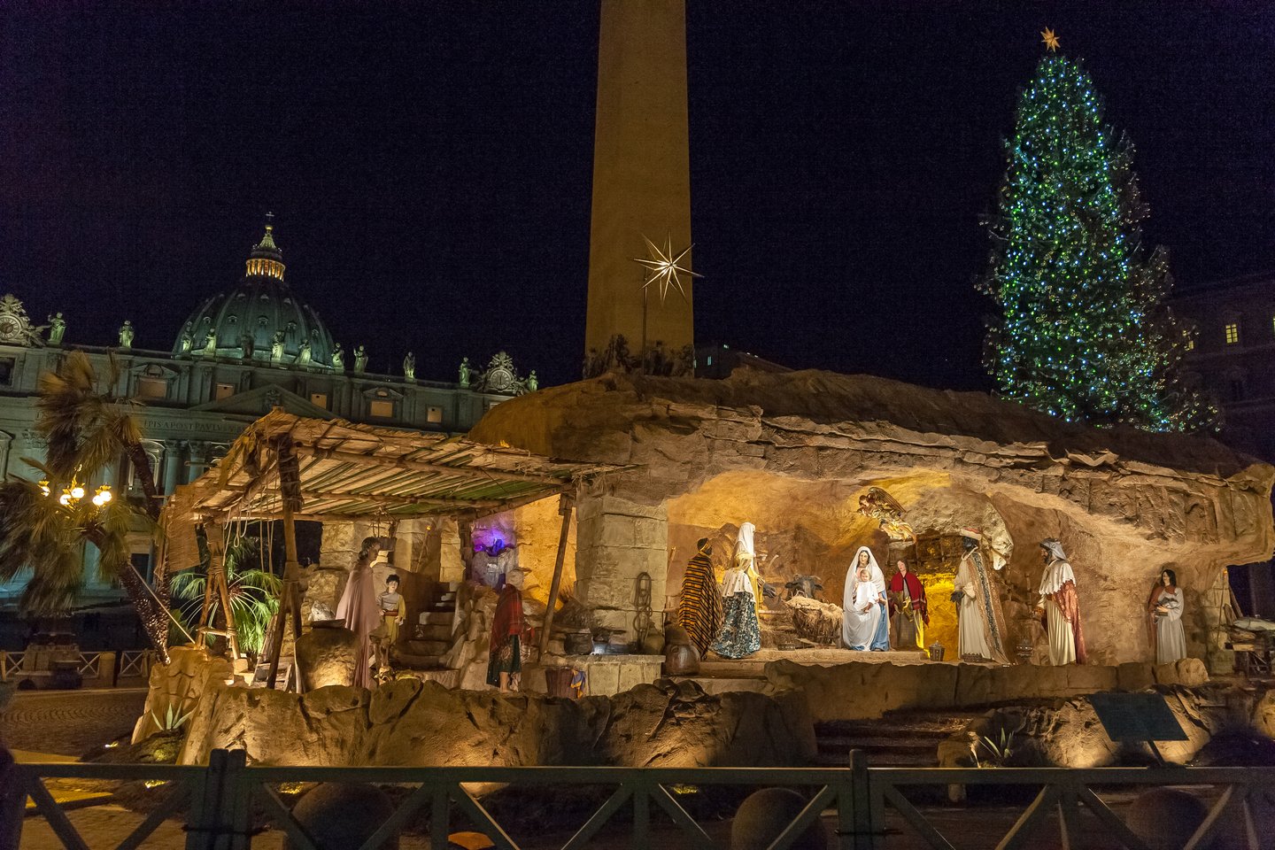 A nativity scene outside San Pietro Basilica, Rome.