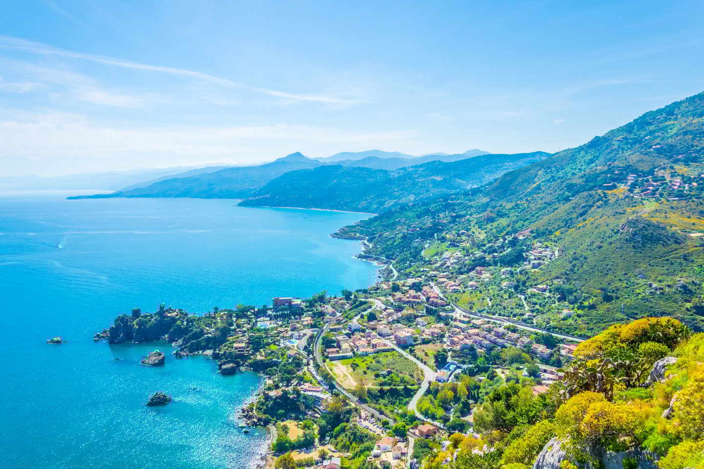 An aerial view of Cefalu in Sicily, Italy