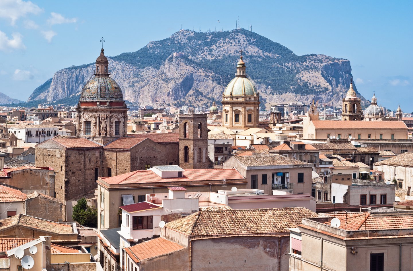 View of Palermo with old houses and buildings