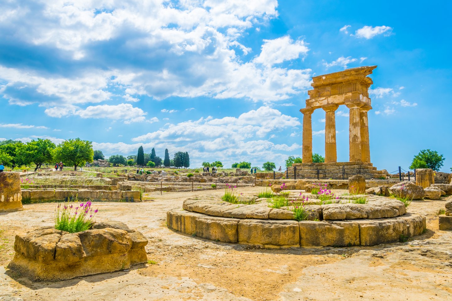 Ruins of the temple of Castor and Pollux at the Valley of the Temples in Sicily