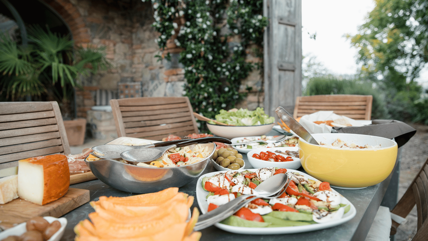 An outdoor lunch in Tuscany