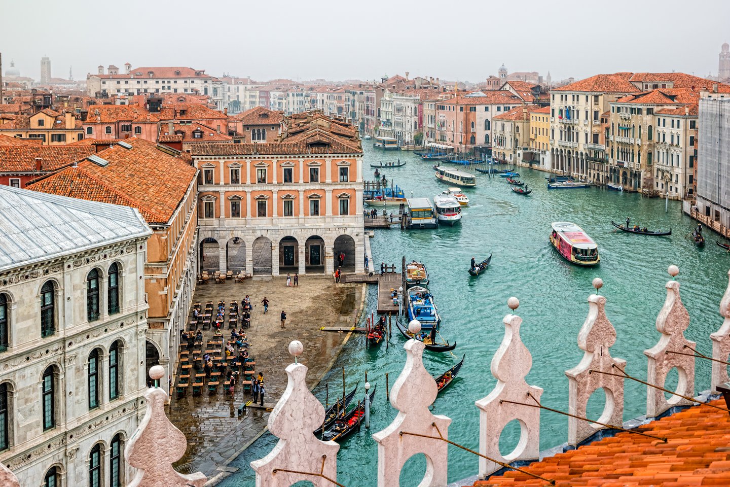 The view of Grand Canal from roof of Fondaco dei Tedeschi