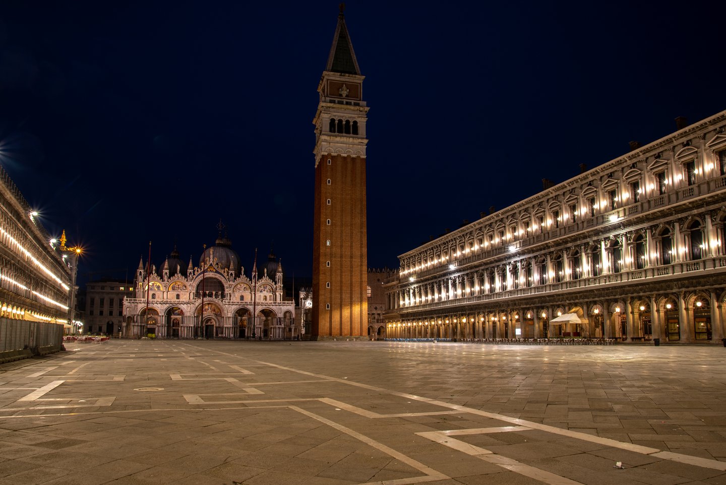 St Marks Square lit up at night