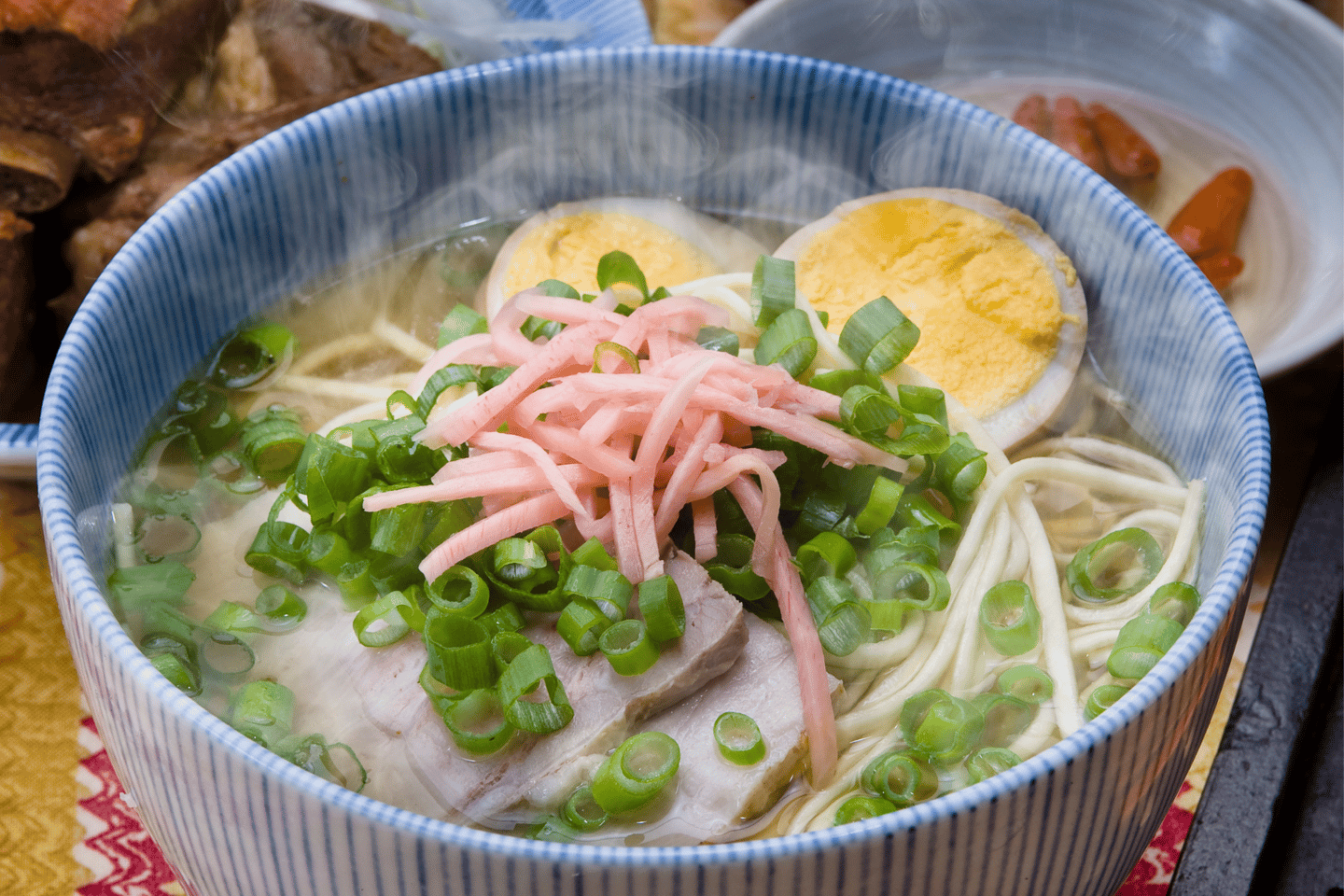 A bowl of Okinawa soba noodles