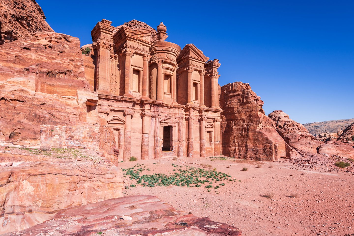 Ad Deir, The Monastery - a monumental building carved out of rock in the ancient Jordanian city of Petra,