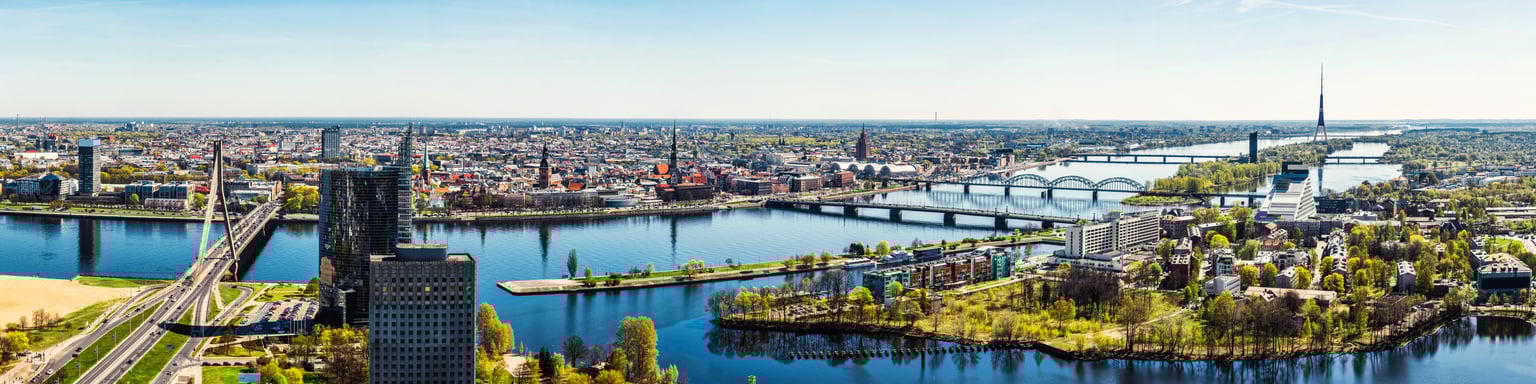 An aerial view of Riga in Latvia