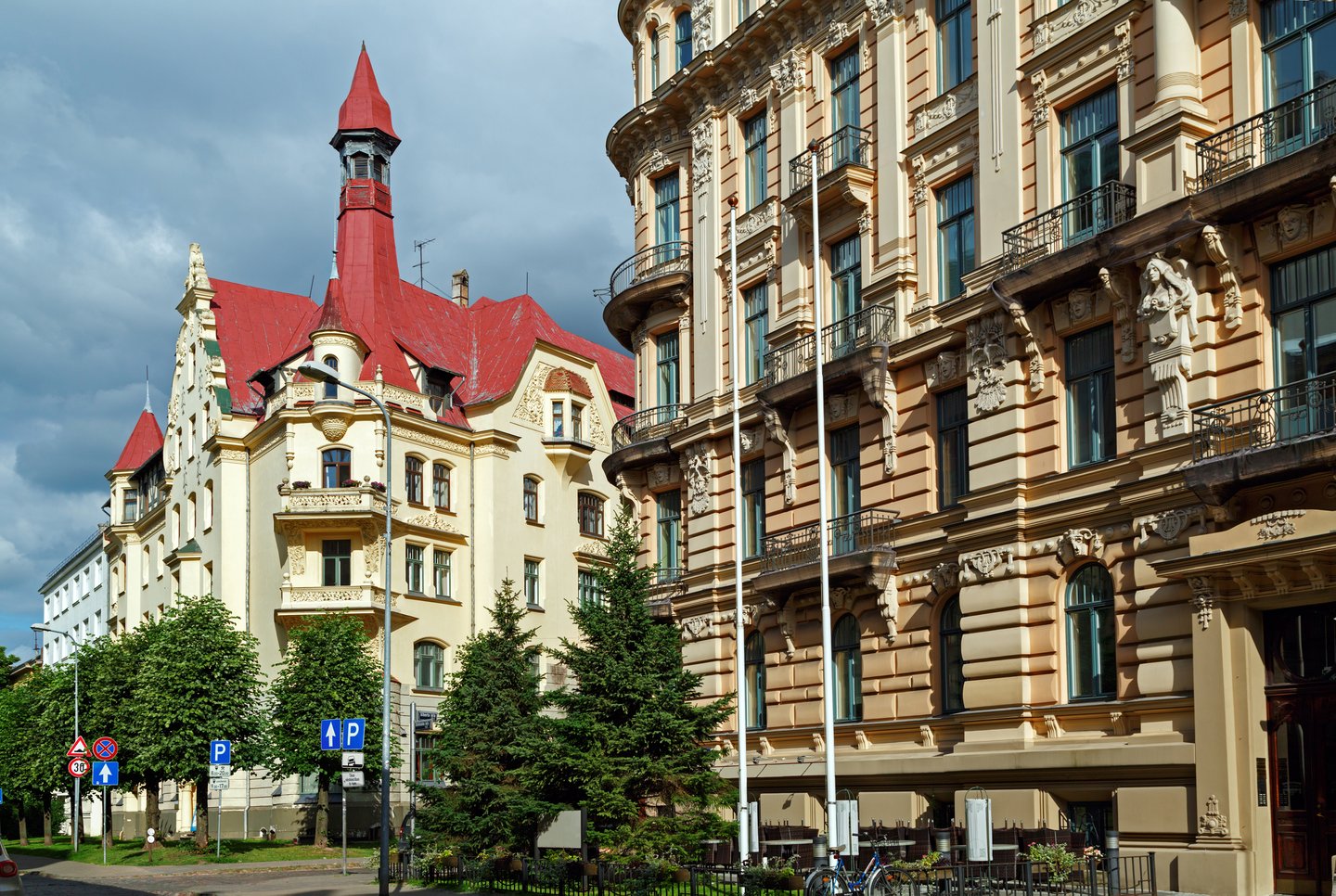 Old buildings in Art Nouveau style on Alberta Iela street. Riga, Latvia