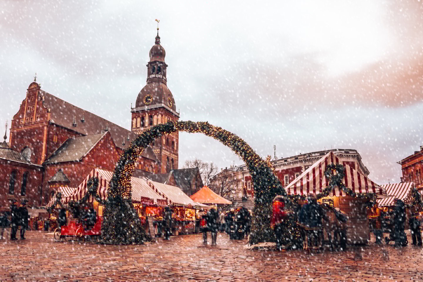 Snow on the Christmas Markets in Riga, Latvia