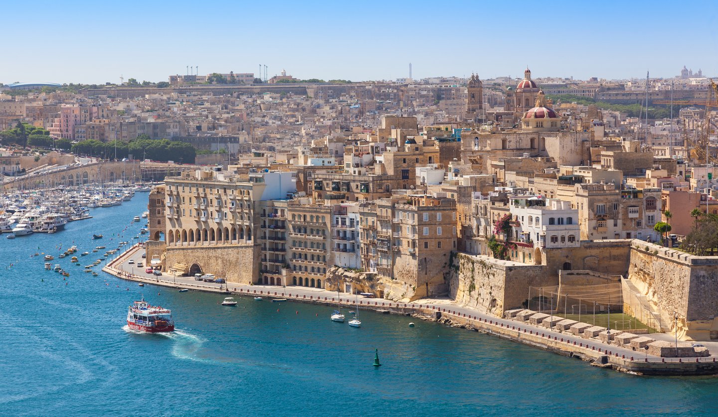 An aerial view of the historic centre of Valletta, Malta