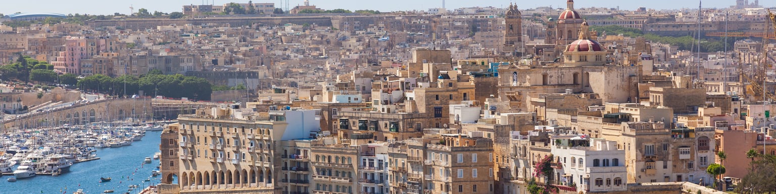 An aerial view of the historic centre of Valletta, Malta