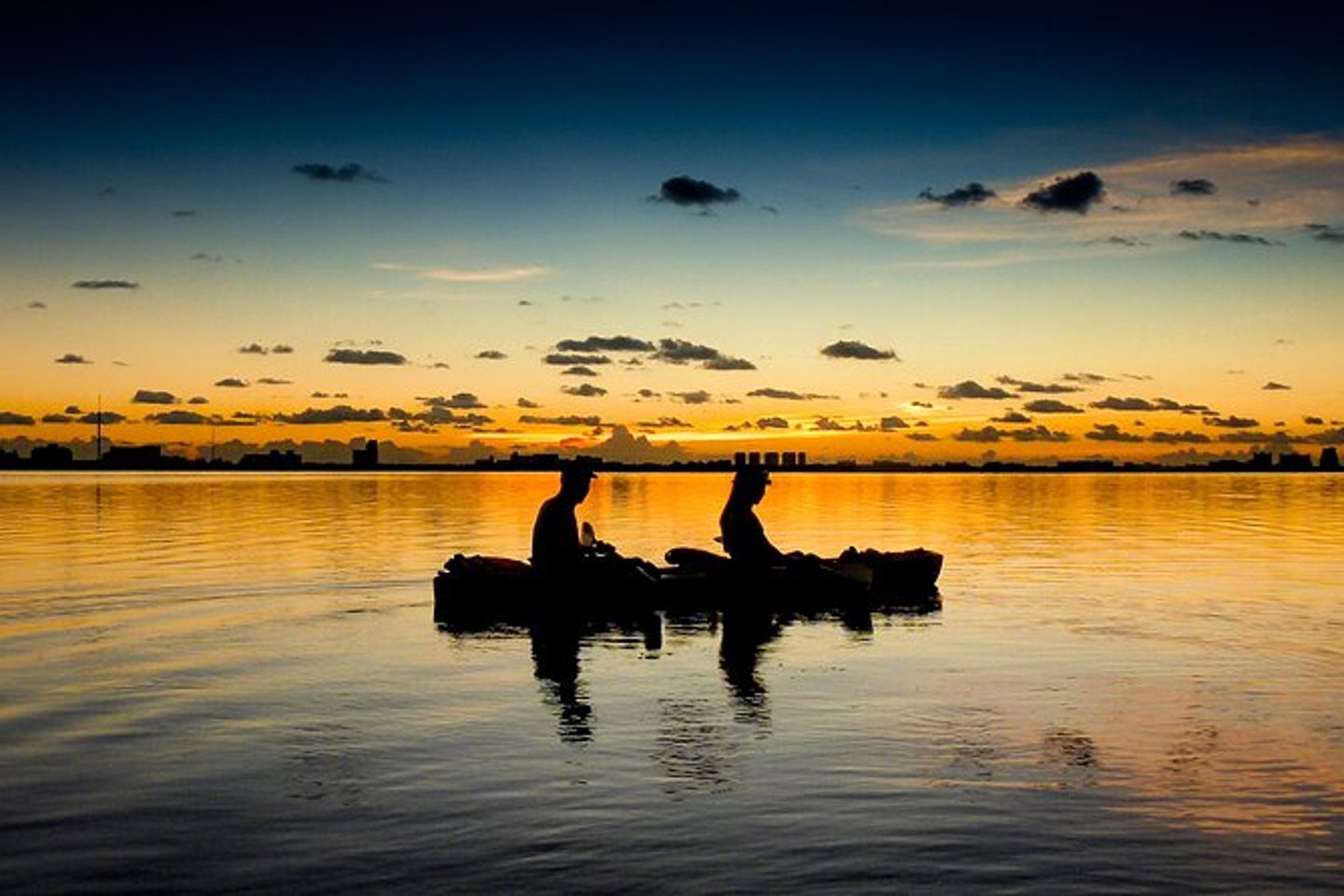 Kayaking at sunset in Nichupte Lagoon, Cancun.