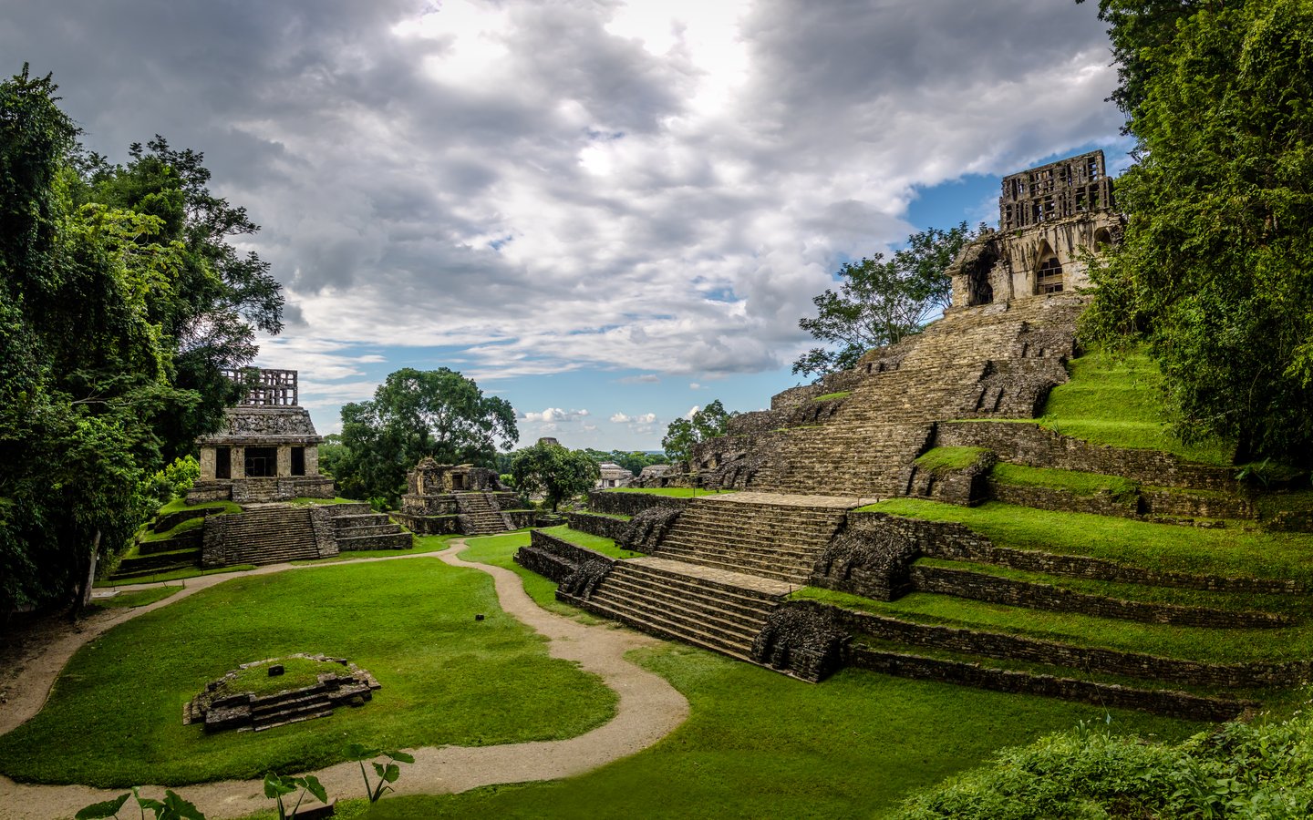 Temples of the Cross at the Mayan ruins of Palenque in Chiapas, Mexico