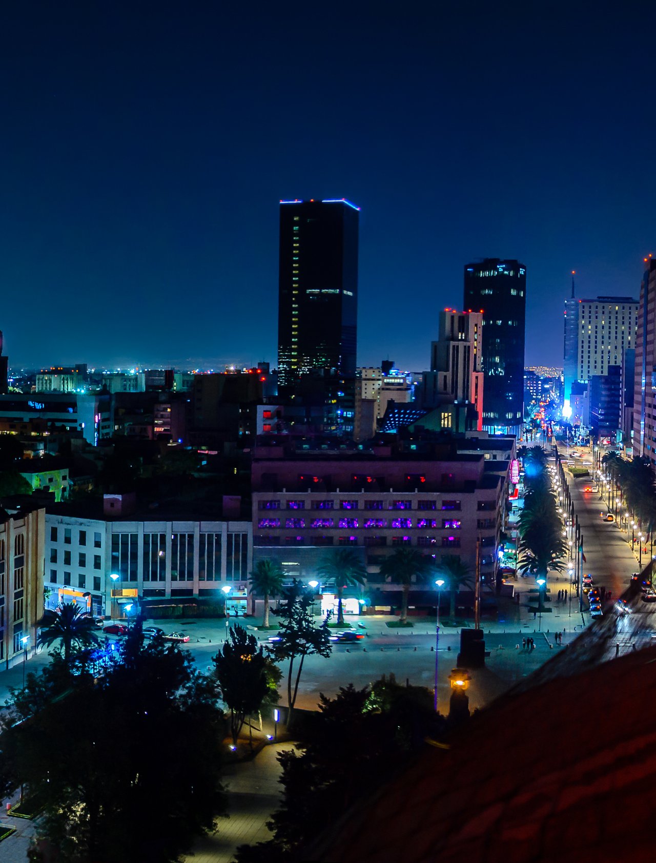 Downtown Mexico City at night
