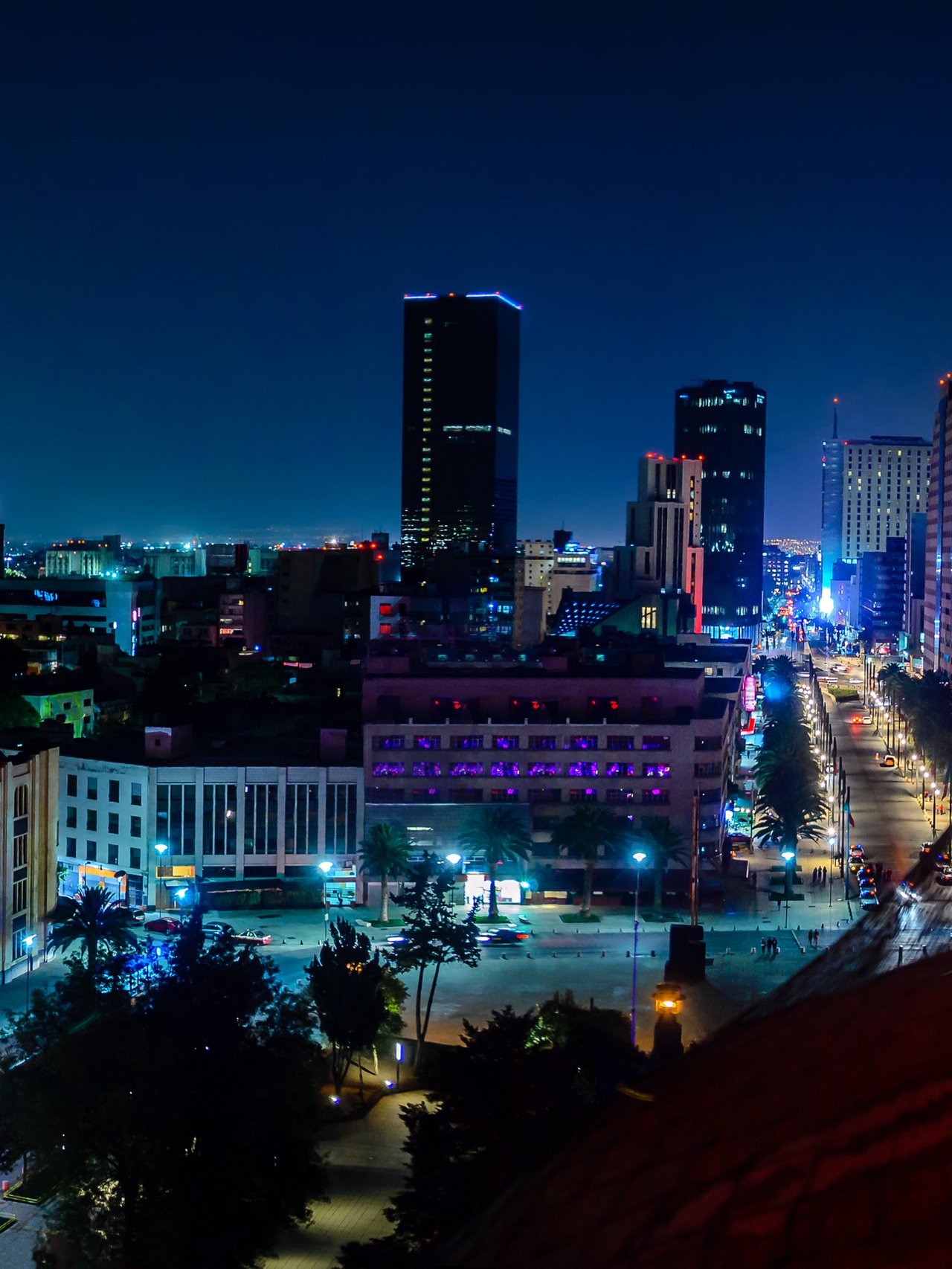 Downtown Mexico City at night