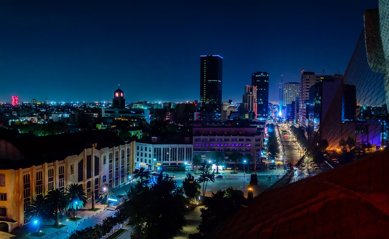 Downtown Mexico City at night