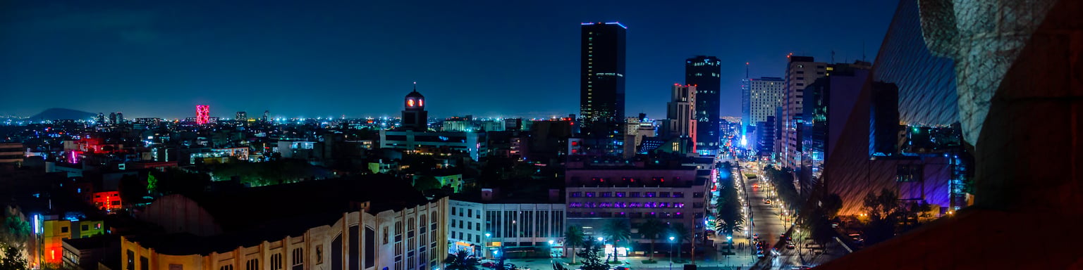 Downtown Mexico City at night