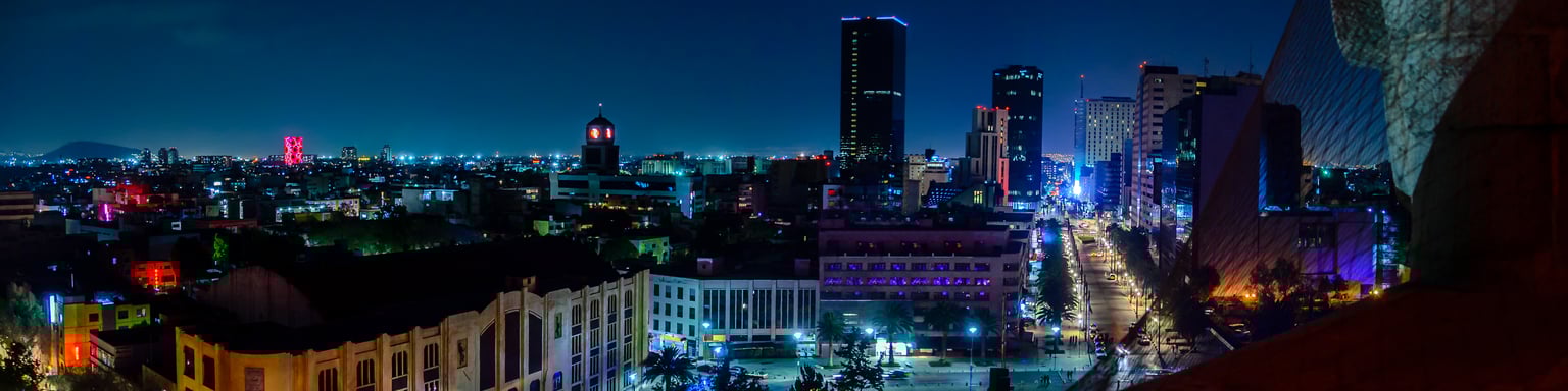 Downtown Mexico City at night
