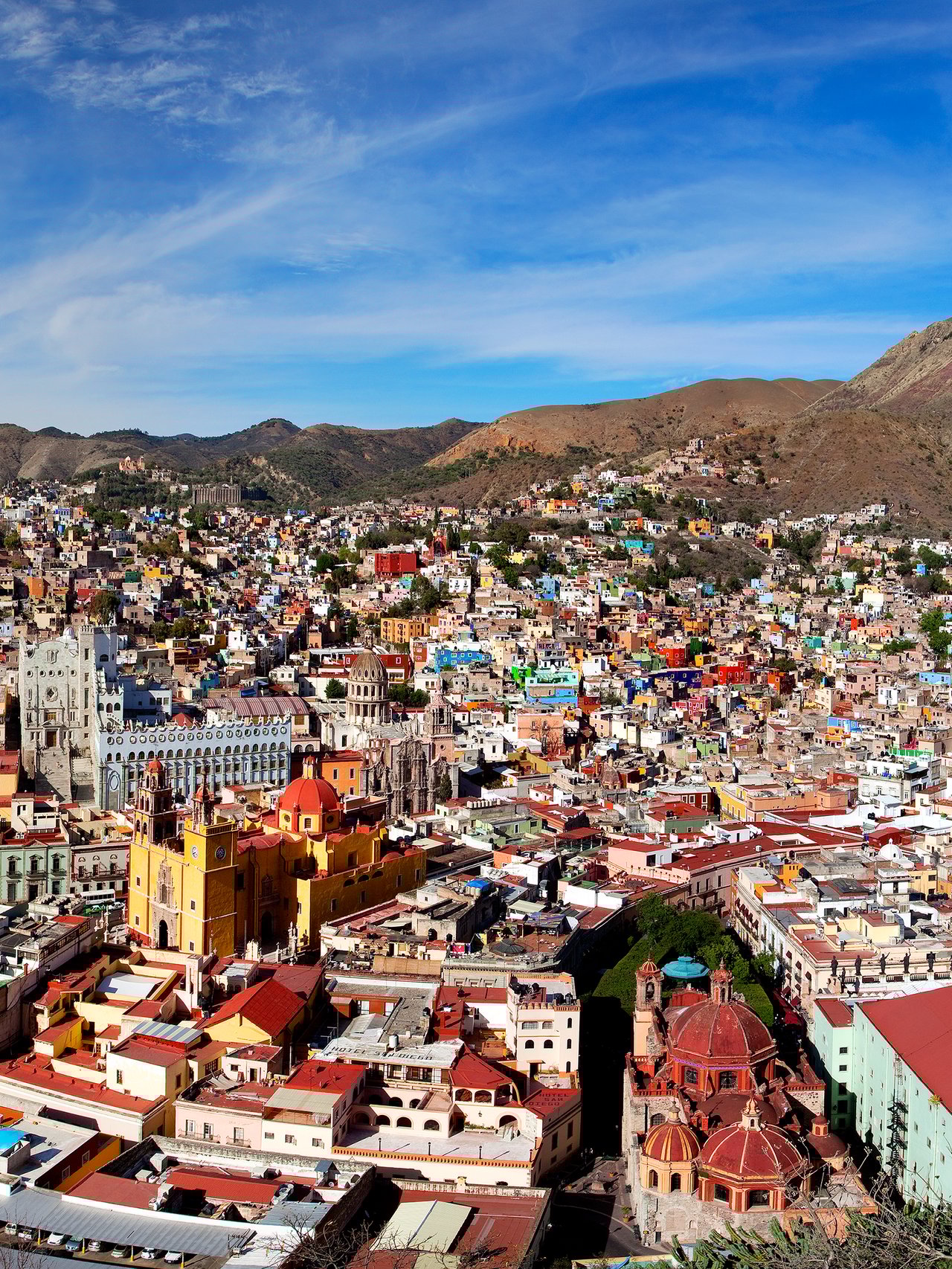 Panoramic cityscape of Guanajuato Mexico