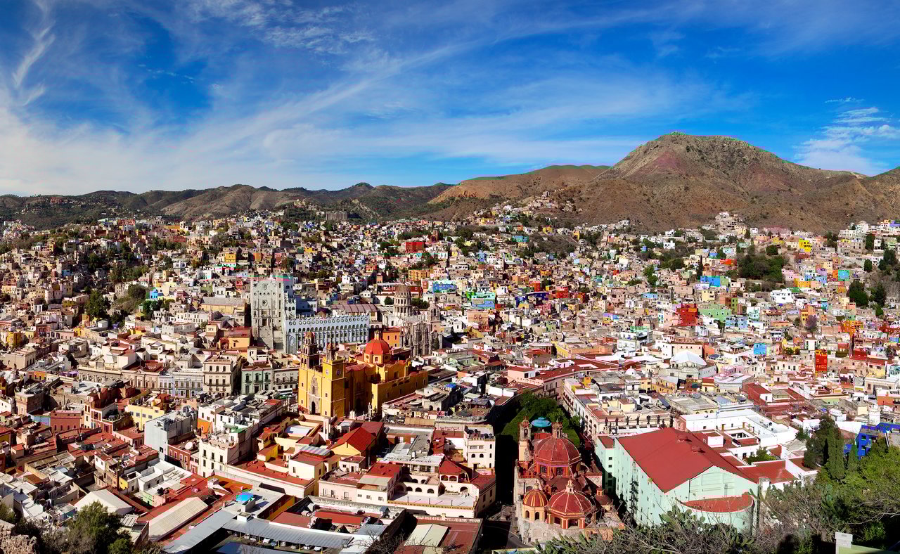 Panoramic cityscape of Guanajuato Mexico
