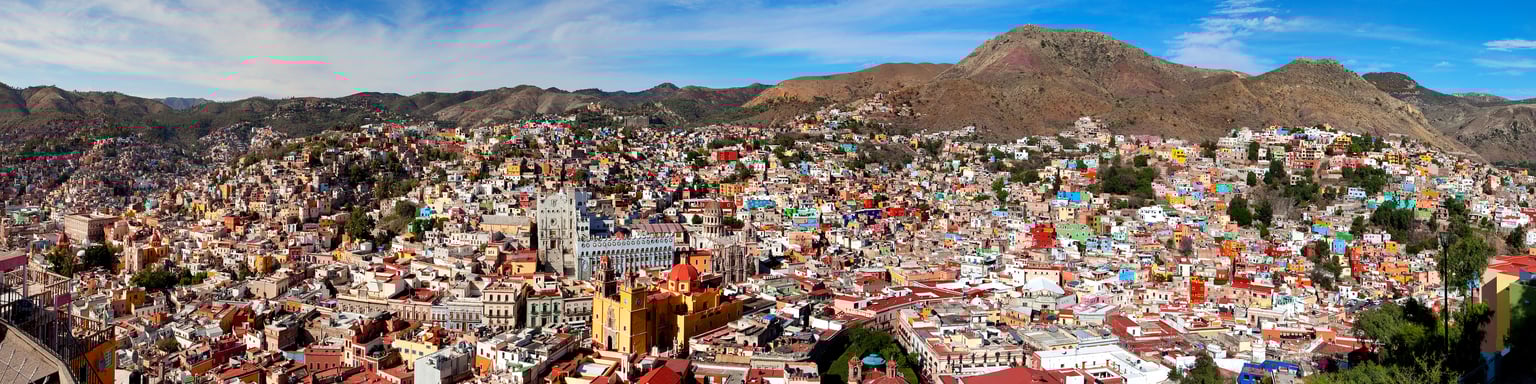 Panoramic cityscape of Guanajuato Mexico